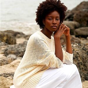 Jenni Kayne Ivory Cruise Cocoon Crew Neck Sweater.